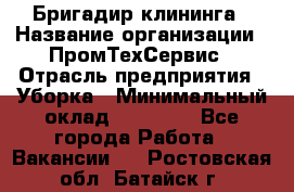 Бригадир клининга › Название организации ­ ПромТехСервис › Отрасль предприятия ­ Уборка › Минимальный оклад ­ 30 000 - Все города Работа » Вакансии   . Ростовская обл.,Батайск г.